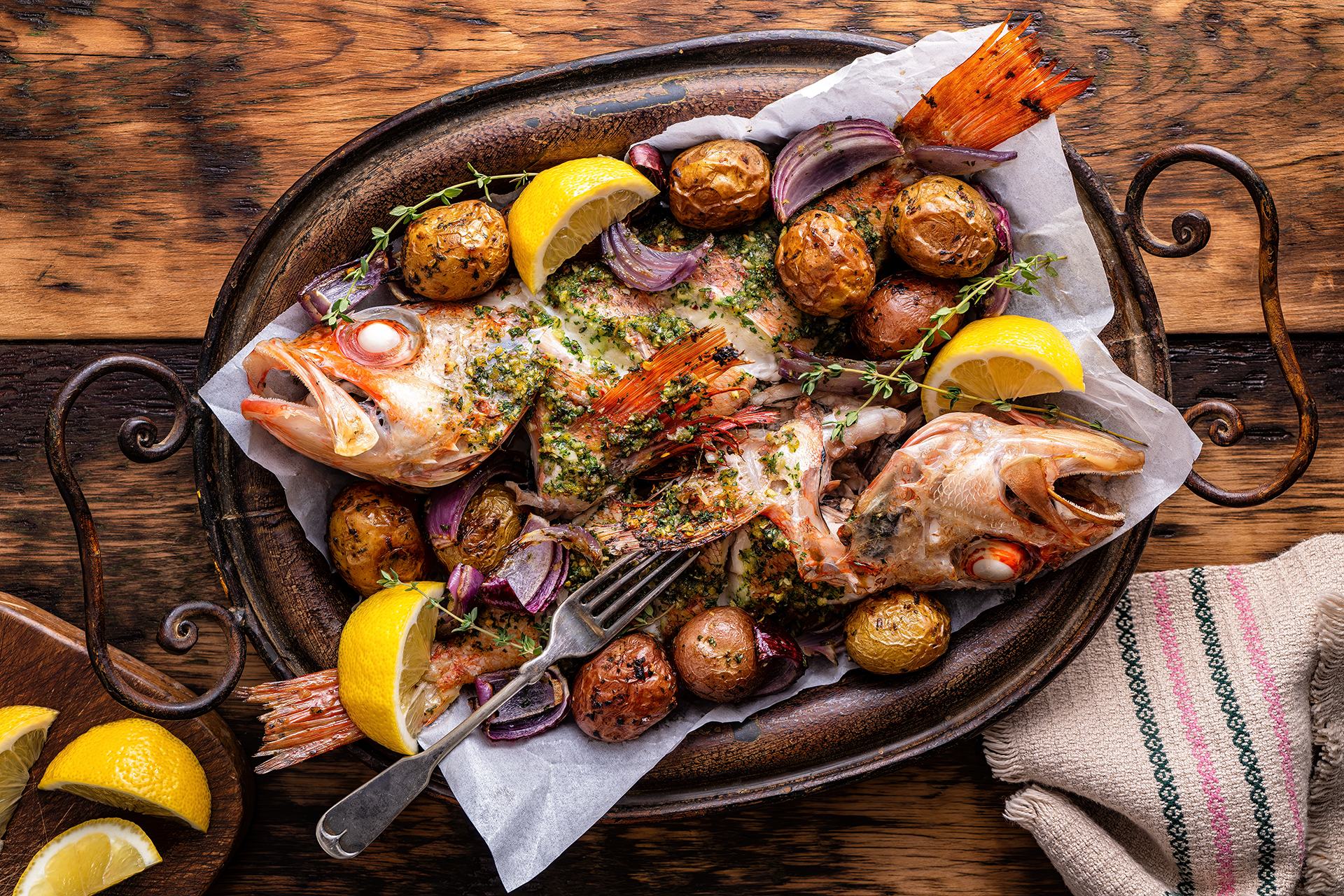 Whole Baked Ocean Perch with Chimichurri Sauce